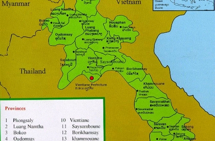 Laos tourist map